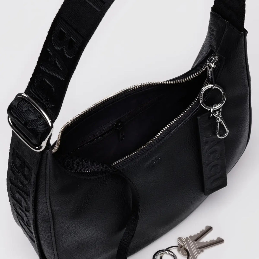 
                      
                        Small Recycled Leather Crescent Bag - Black
                      
                    