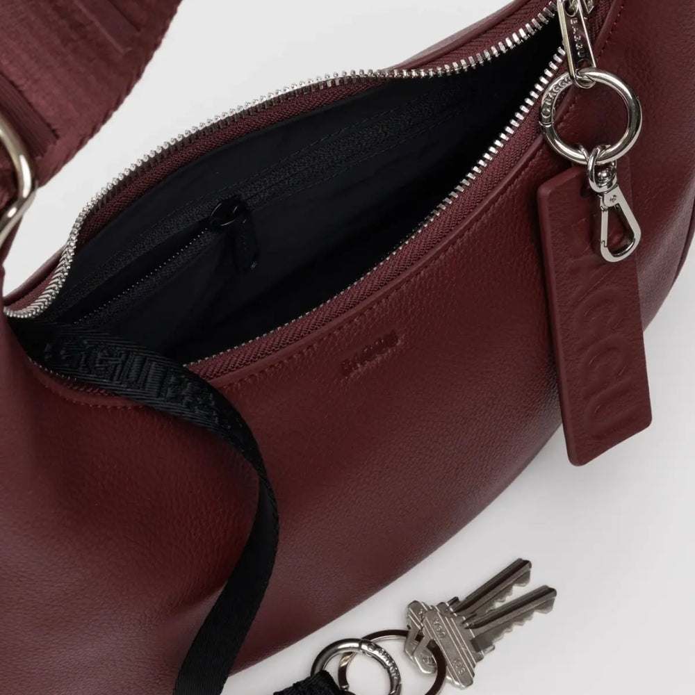 
                      
                        Small Recycled Leather Crescent Bag - Mahogany
                      
                    