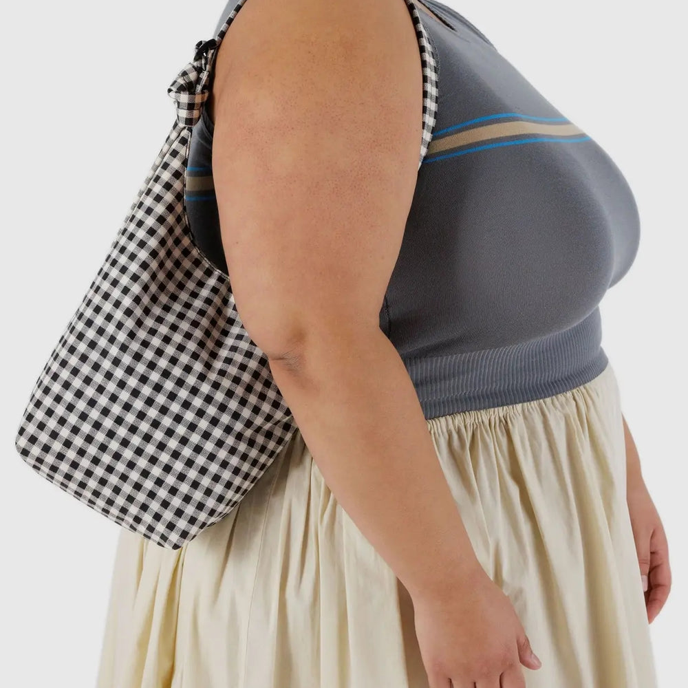 Small Nylon Sling Bag - Black & White Gingham [PRE ORDER]