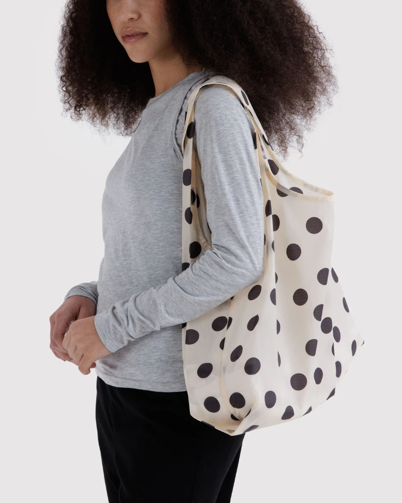 Standard Reusable Bag - Cream & Black Polkadot