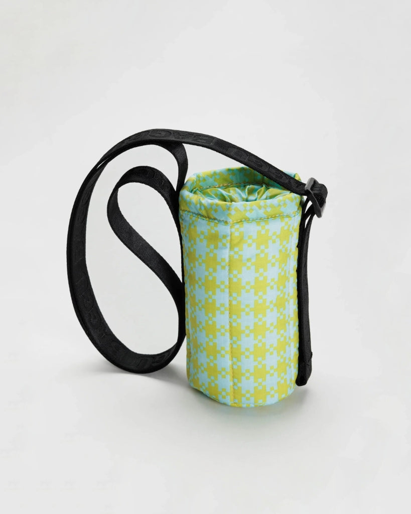 Puffy Water Bottle Sling - Mint Pixel Gingham