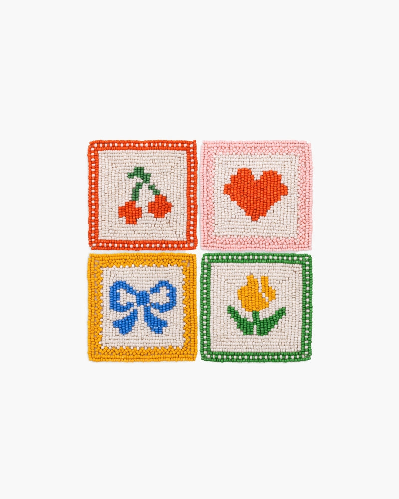 Beaded Coaster Set - Quilted