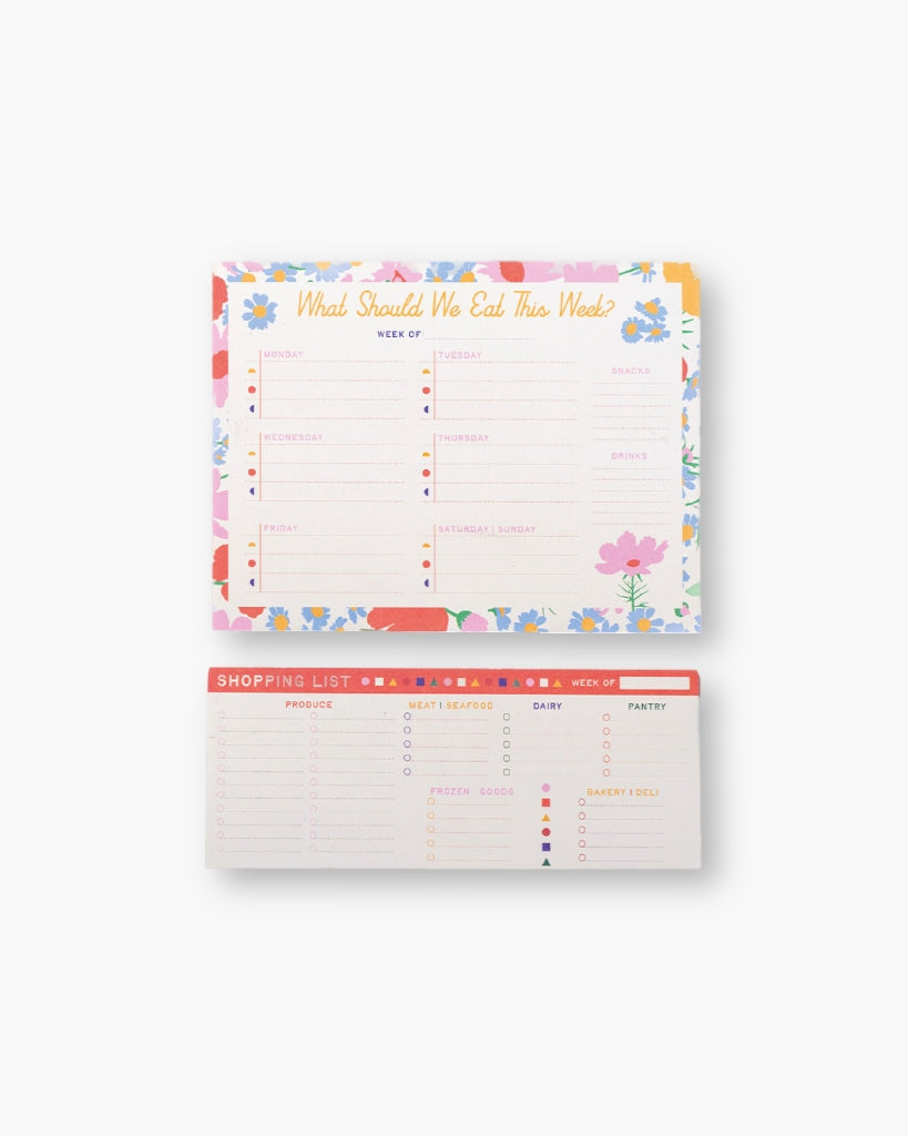Meal Planner And Shopping List Set - Floral
