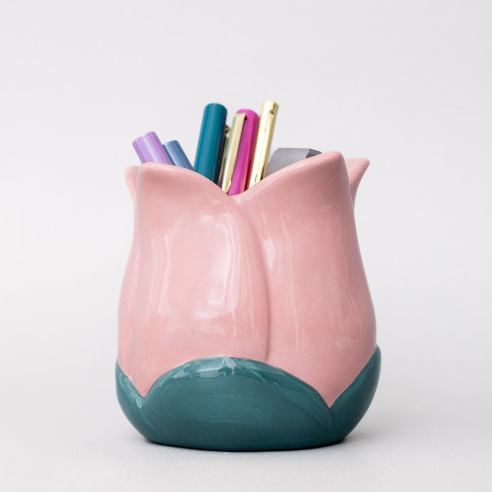 Ceramic Pencil Cup - Pink Tulip [PRE ORDER]