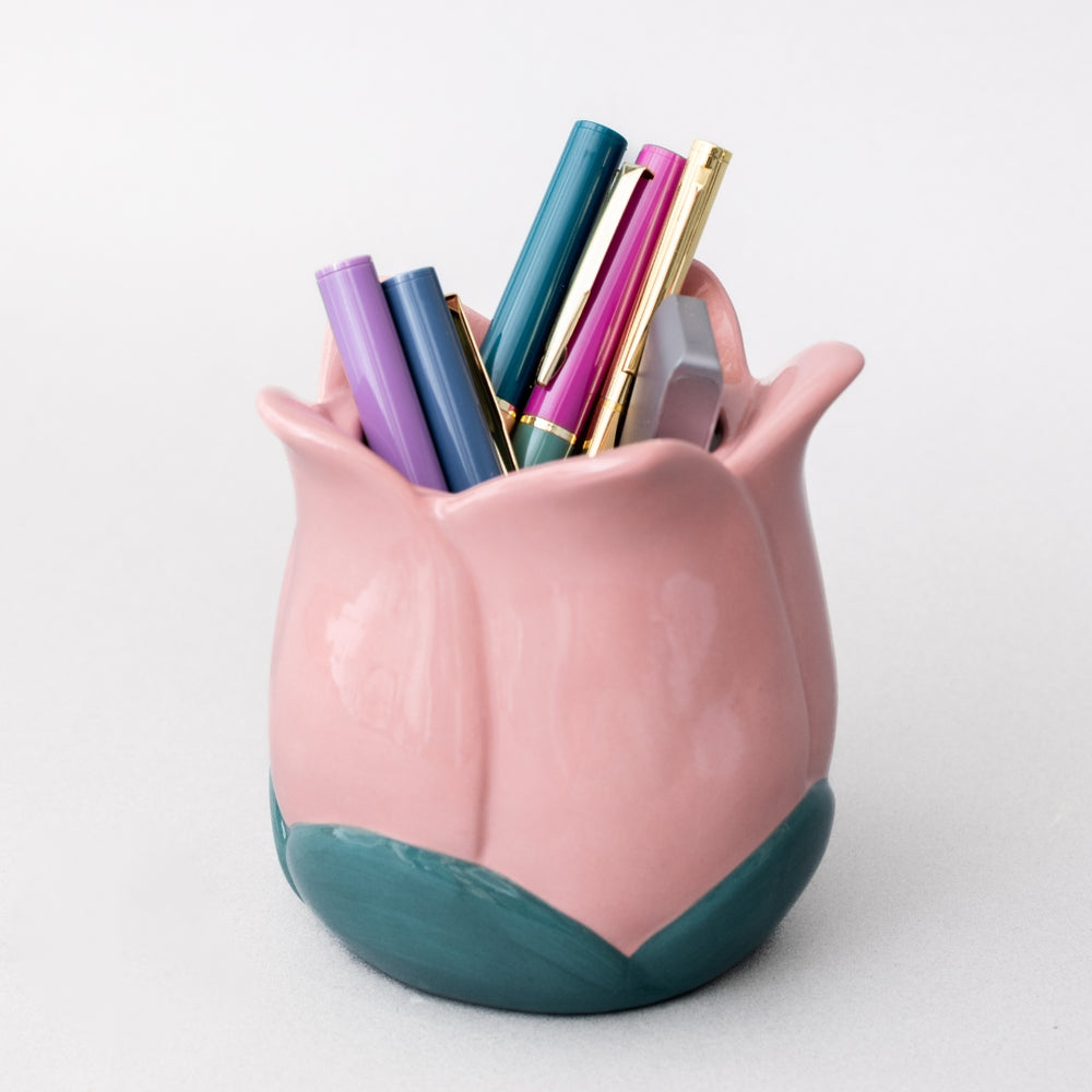 Ceramic Pencil Cup - Pink Tulip [PRE ORDER]