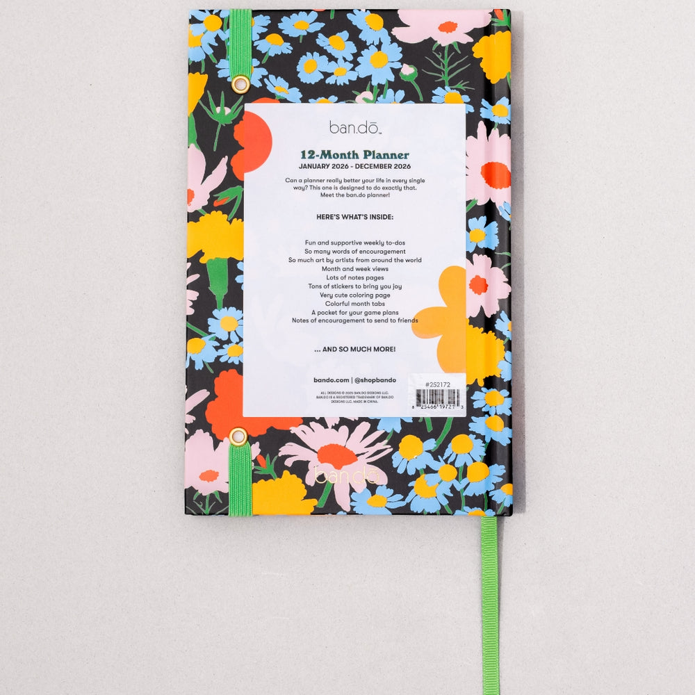 12-Month Annual Planner Classic 2026 - Black Floral [PRE ORDER]