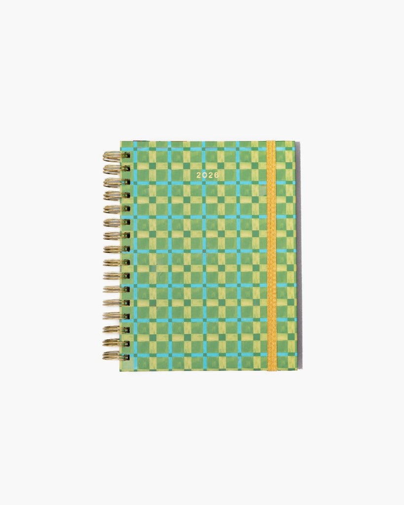 12-Month Annual Planner Medium 2026 - Green Plaid [PRE ORDER]
