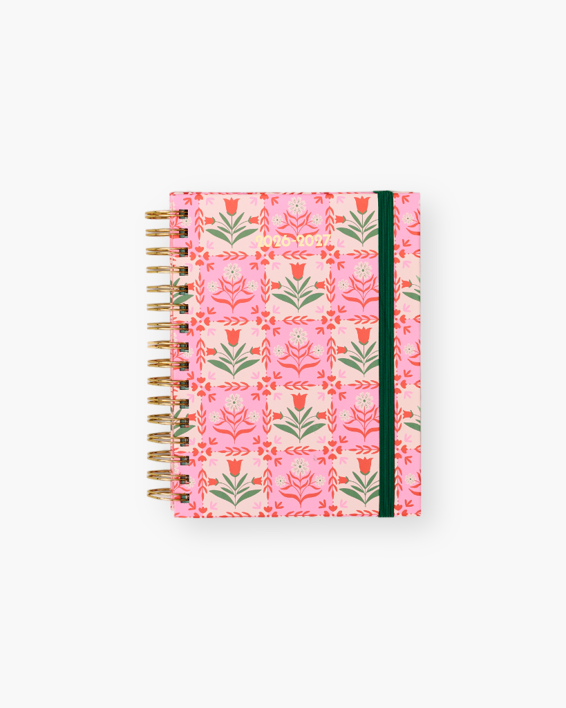 17-Month Planner [2026/2027] Medium - Pink Tile Floral [PRE ORDER]
