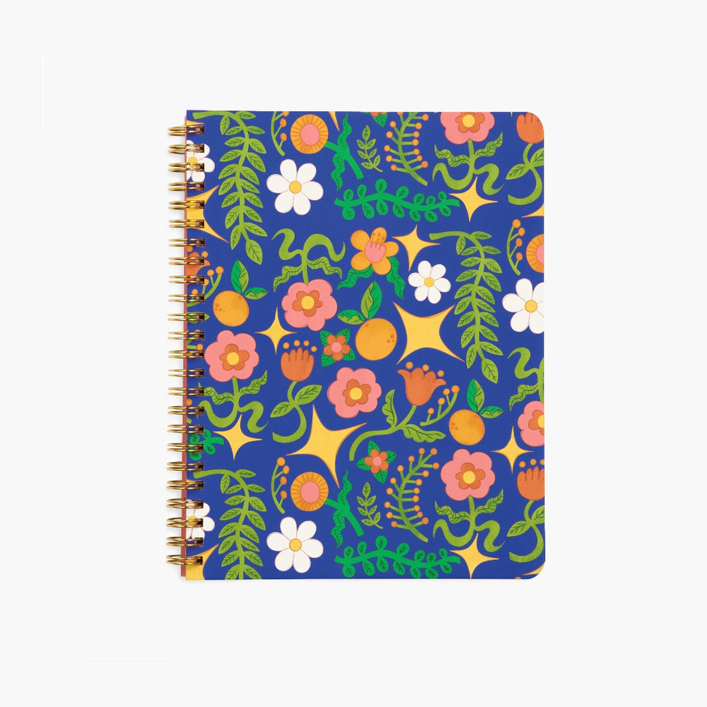 Rough Draft Mini Notebook - Navy Star Floral