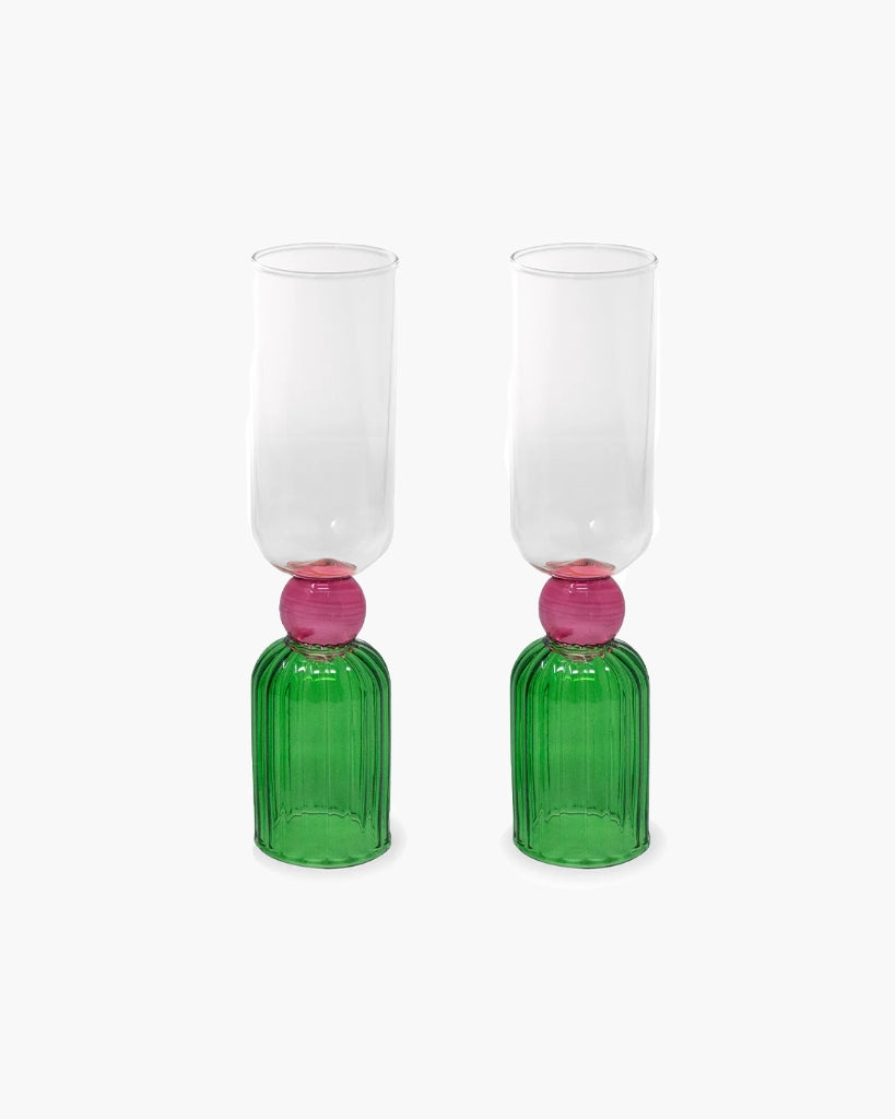 Bar Glass Set Tipsy Turvy - Pink & Green [PRE ORDER]