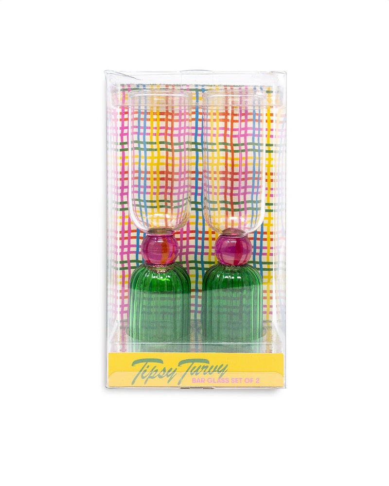 Bar Glass Set Tipsy Turvy - Pink & Green [PRE ORDER]