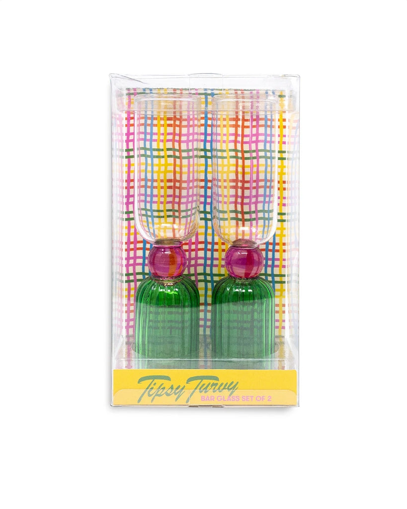 Bar Glass Set Tipsy Turvy - Pink & Green [PRE ORDER]