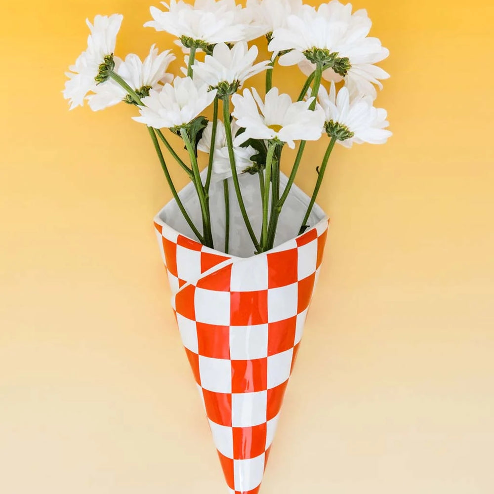 Flower Vase - Checkered Bag