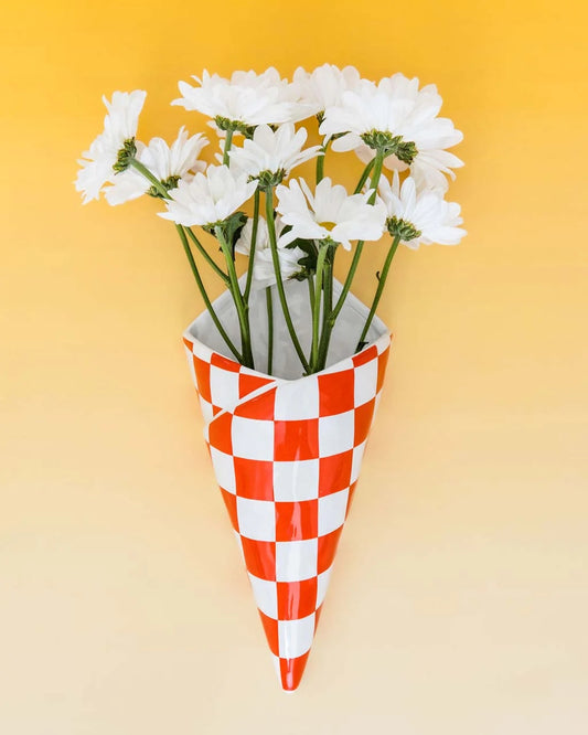 Flower Vase - Checkered Bag