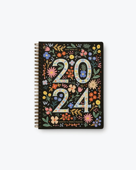 12-Month Softcover Spiral Planner 2024 - Flores