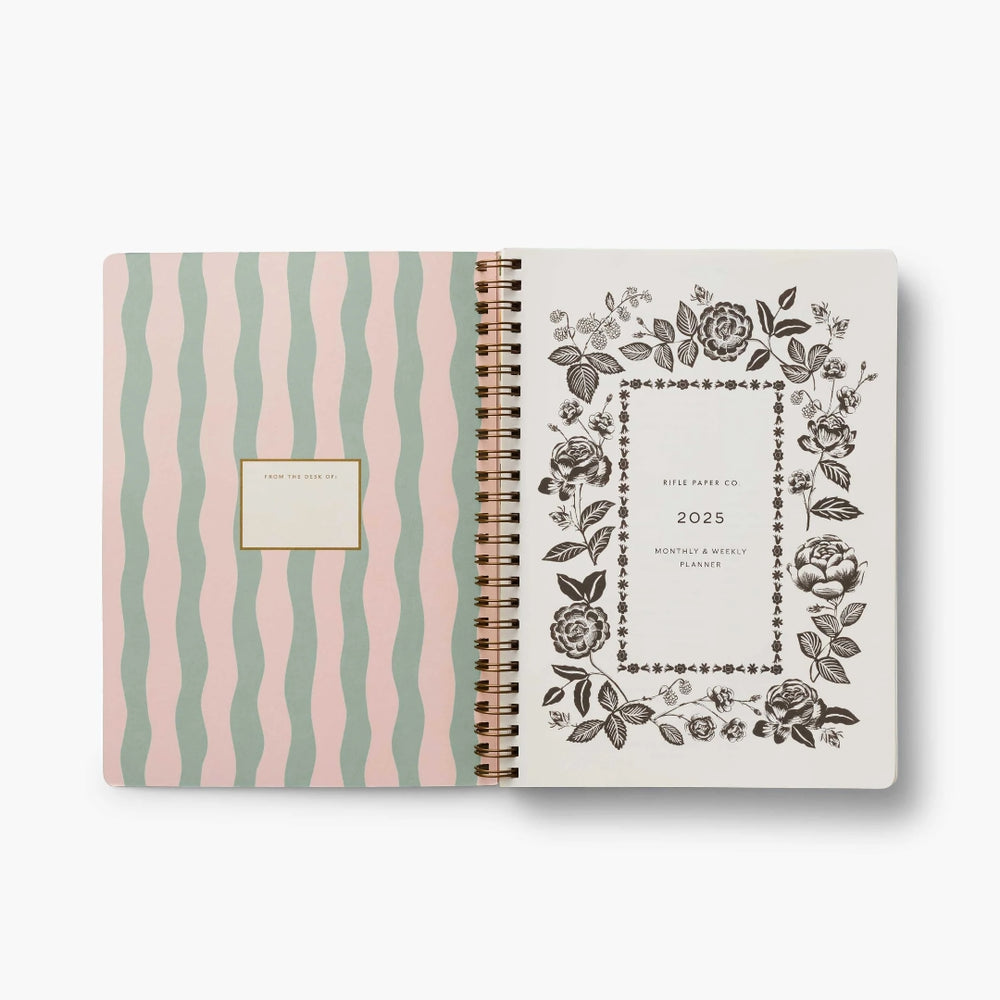 12-Month Softcover Spiral Planner 2025 - Roses