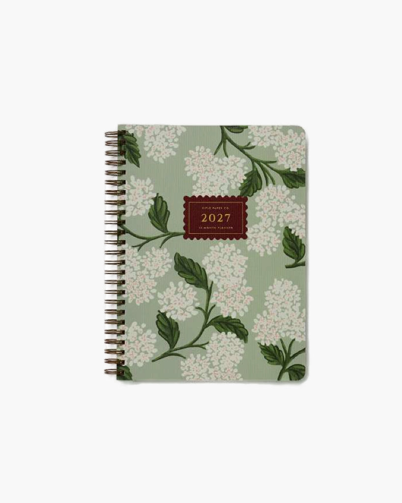 12-Month Softcover Spiral Planner 2027 - Sage Hydrangea