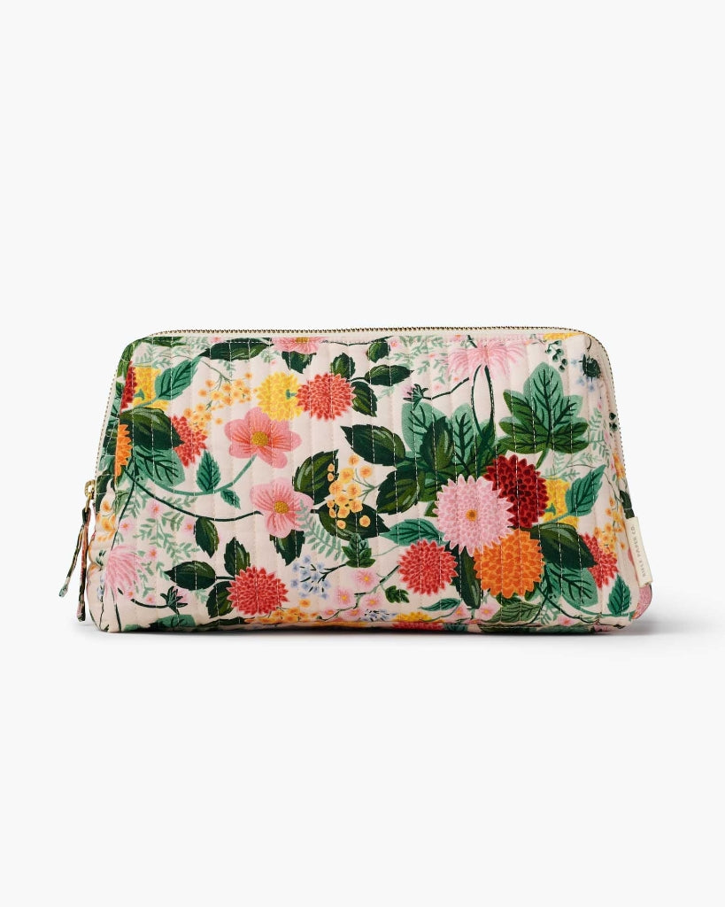 Large Quilted Cosmetic Pouch - Dahlia