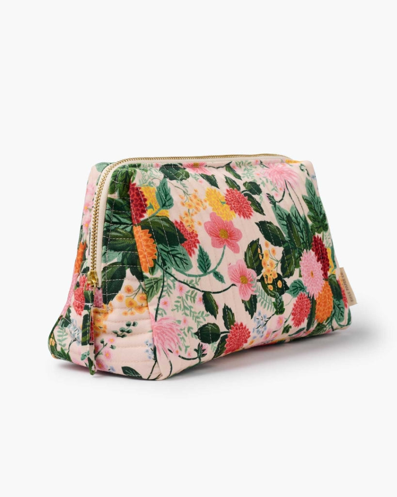 Large Quilted Cosmetic Pouch - Dahlia