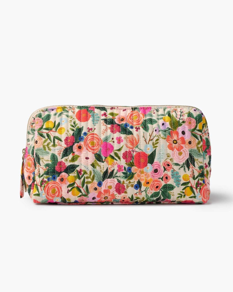 Large Quilted Cosmetic Pouch - Garden Party [PRE ORDER]