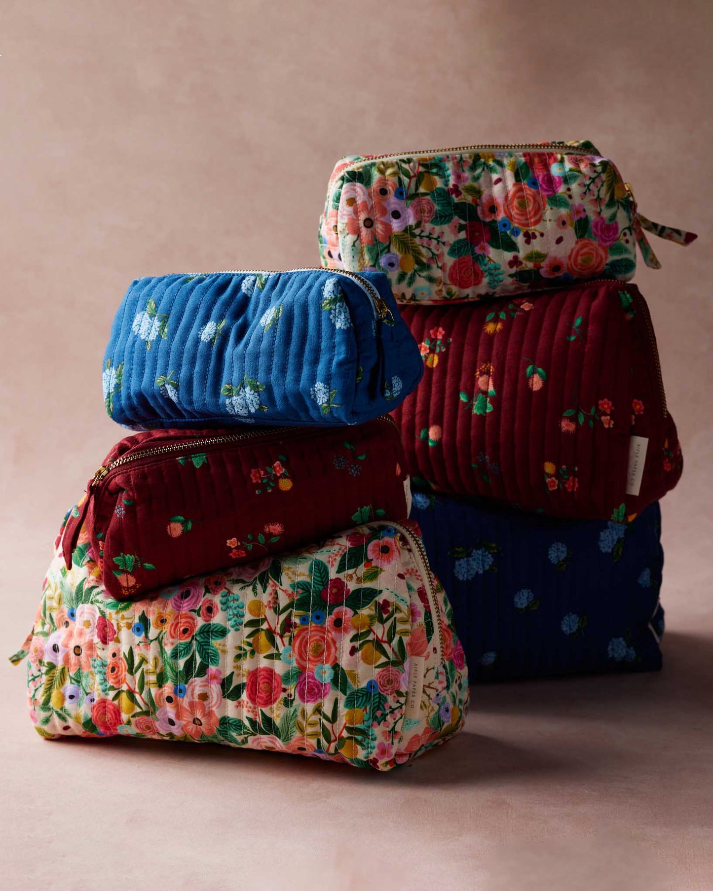 Large Quilted Cosmetic Pouch - Garden Party [PRE ORDER]
