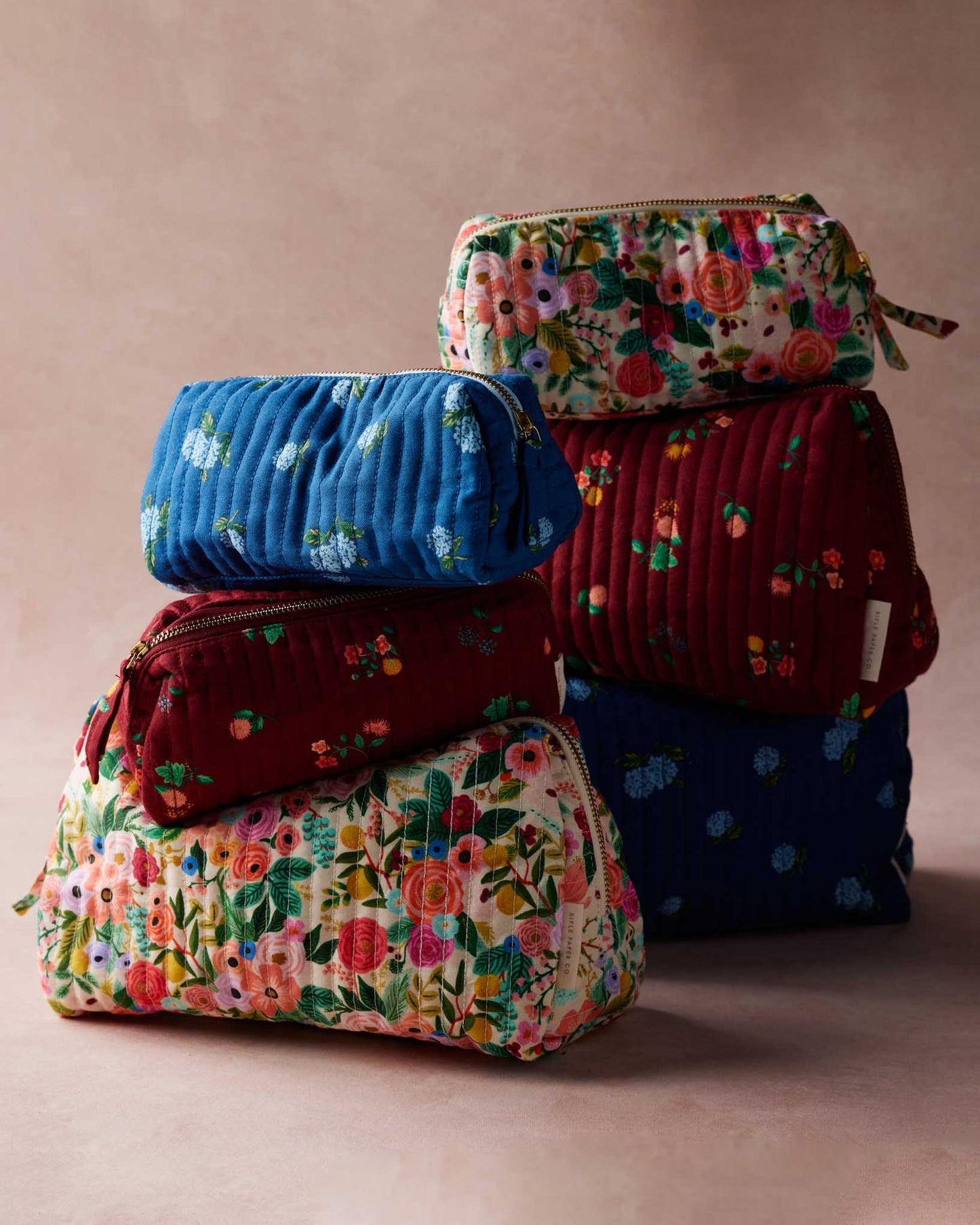 Small Quilted Cosmetic Pouch - Ditsy Hydrangea [PRE ORDER]