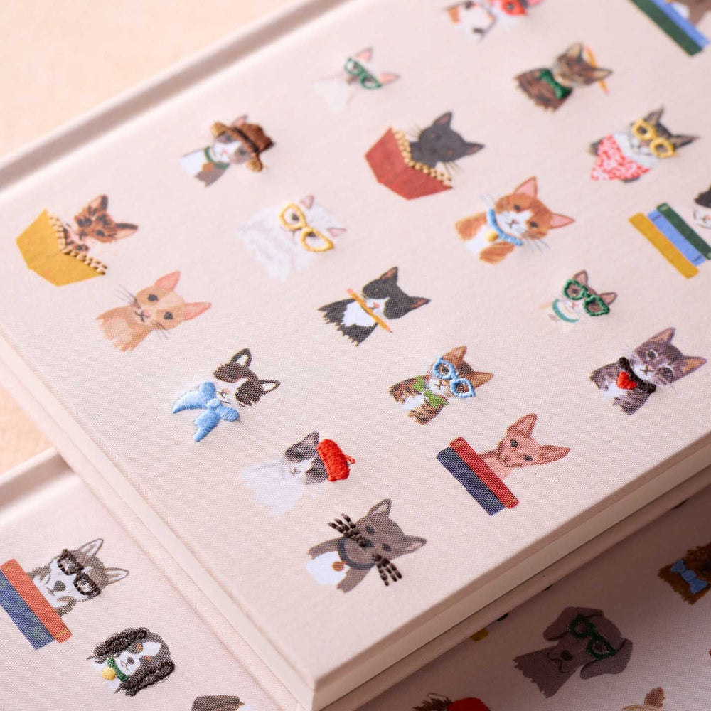 Embroidered Notebook - Studious Cats