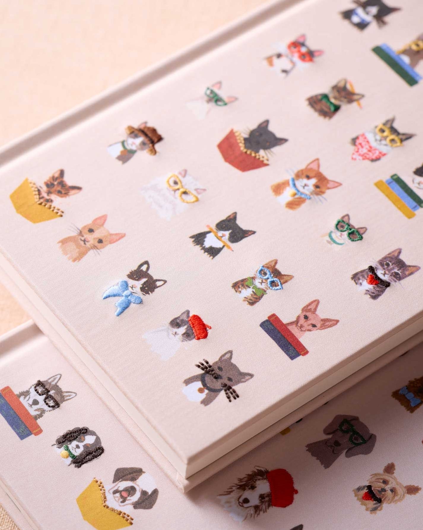 Embroidered Notebook - Studious Cats