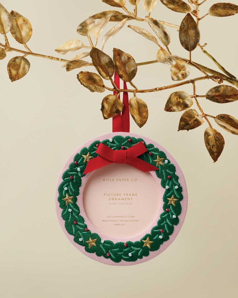 Embroidered Frame Ornament - Christmas Wreath [PRE ORDER]