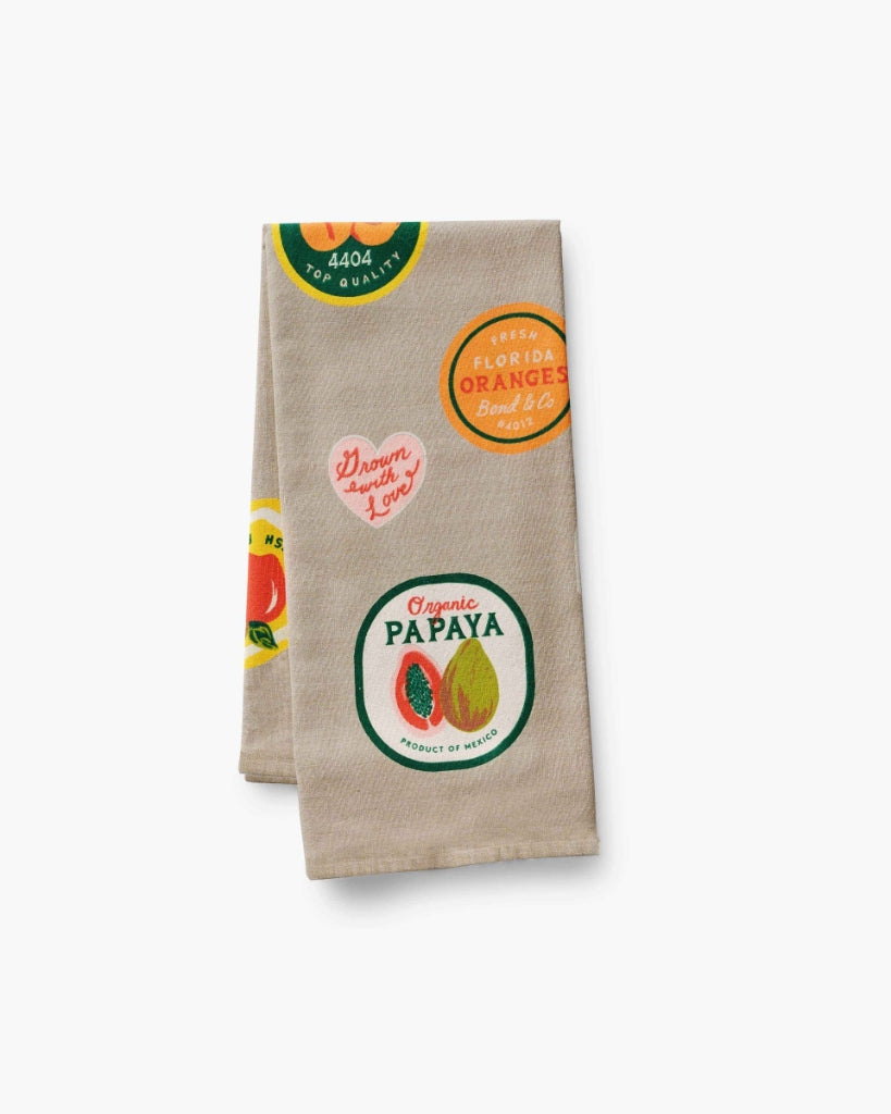 Tea Towel - Fruit Stickers [PRE ORDER]