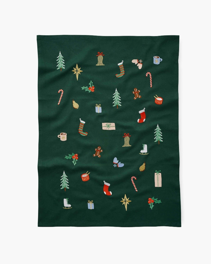 Embroidered Tea Towel - Signs of the Season [PRE ORDER]