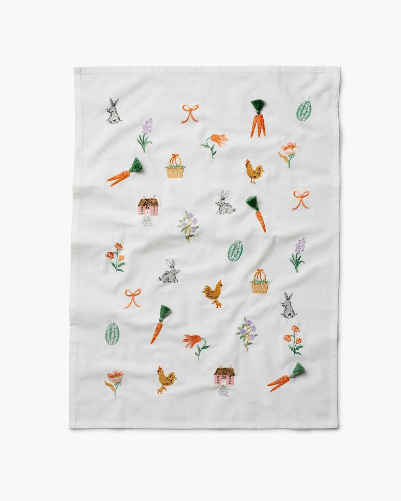 Embroidered Tea Towel - Spring Farm