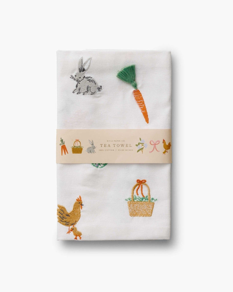 Embroidered Tea Towel - Spring Farm
