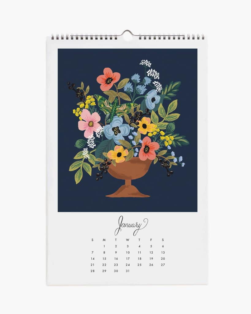 Rifle Paper Co. Wall Calendar 2024 Flower Studies A Little Bird