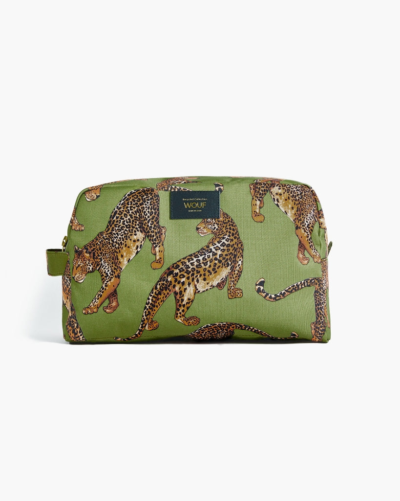 Large Toiletry Bag - Olive Leopard