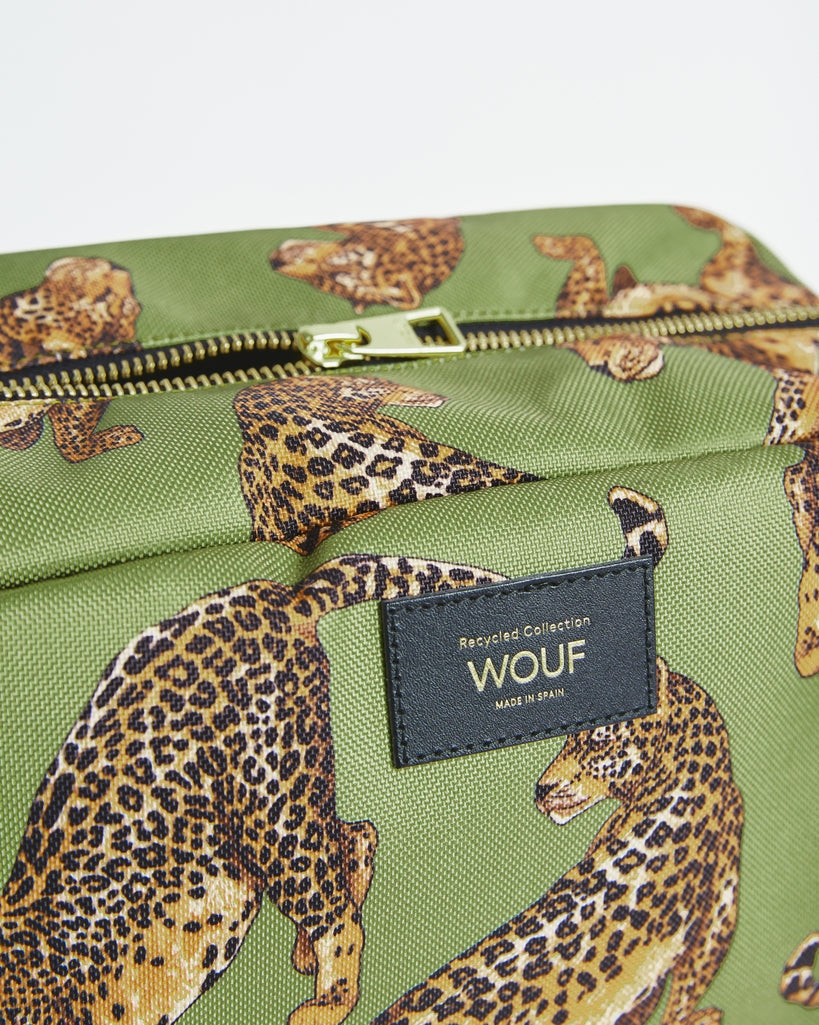 Large Toiletry Bag - Olive Leopard