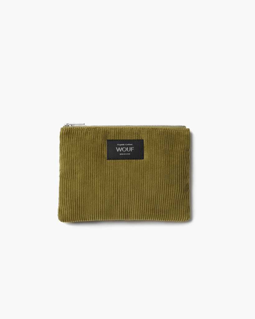 Corduroy Collection Pouch Bag - Olive