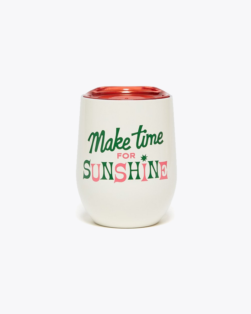 
                      
                        Stainless Steel Wine Glass With Lid - Make Time For Sunshine
                      
                    