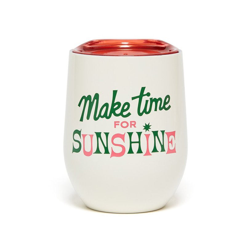 
                      
                        Stainless Steel Wine Glass With Lid - Make Time For Sunshine
                      
                    