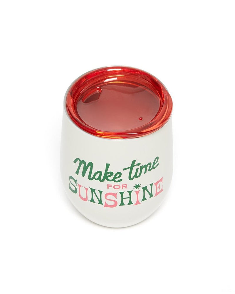 
                      
                        Stainless Steel Wine Glass With Lid - Make Time For Sunshine
                      
                    