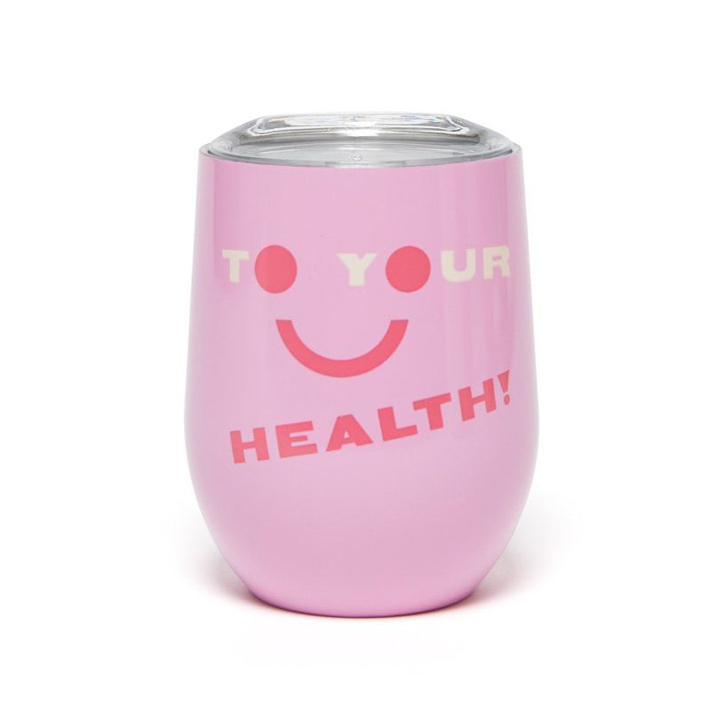 
                      
                        Stainless Steel Wine Glass With Lid - To Your Health
                      
                    