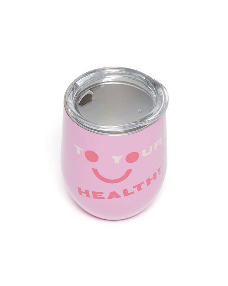 
                      
                        Stainless Steel Wine Glass With Lid - To Your Health
                      
                    