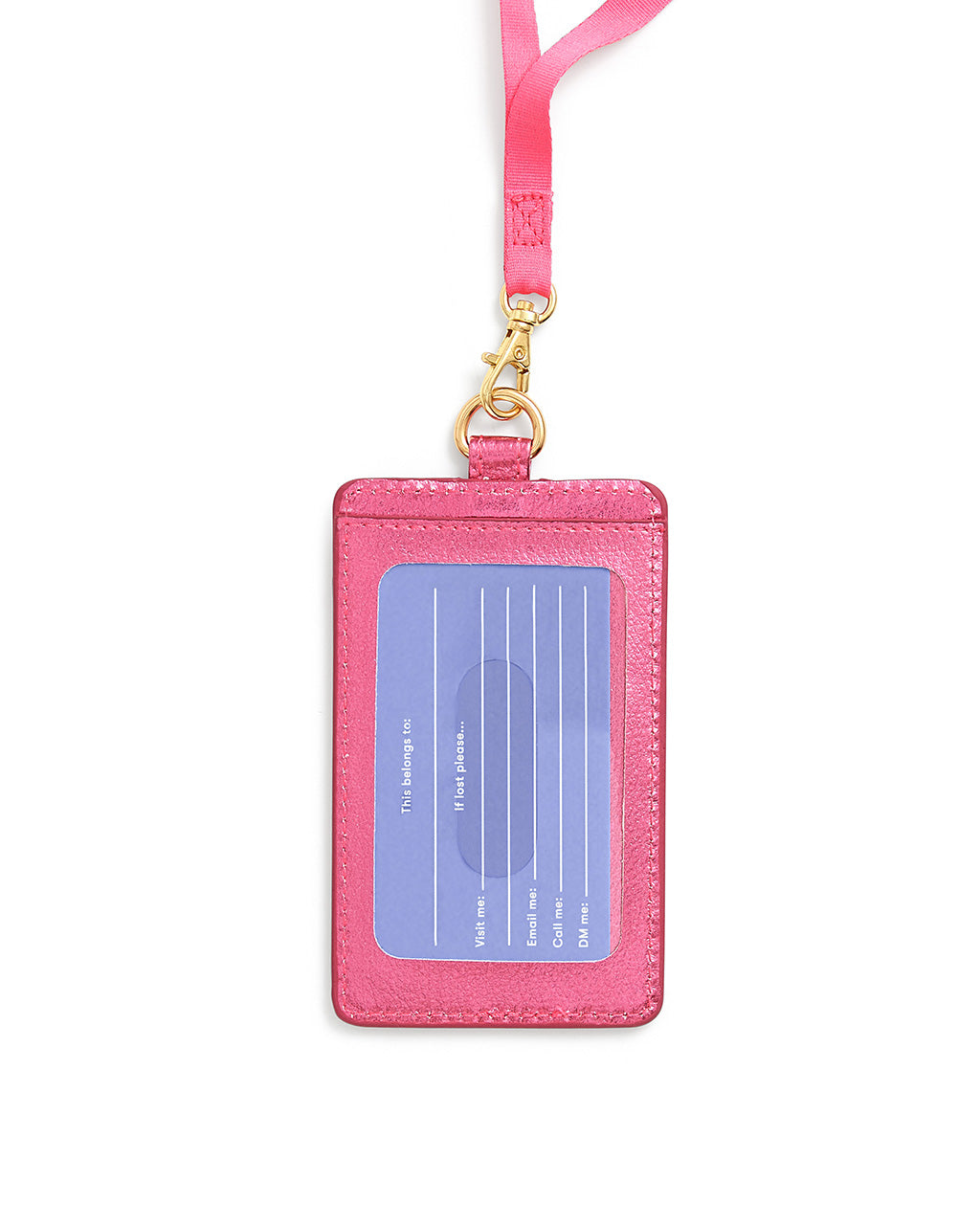 Keep It Close Card Case with Lanyard - Metallic Pink
