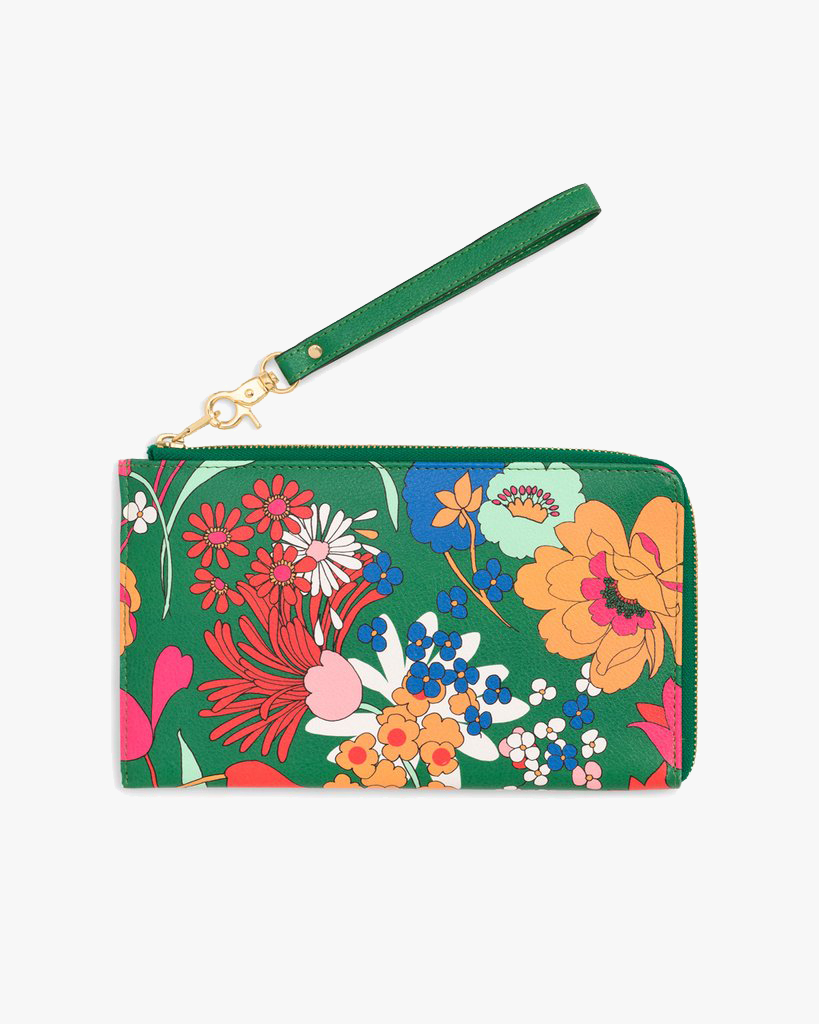 The Getaway Travel Clutch - Emerald Super Bloom