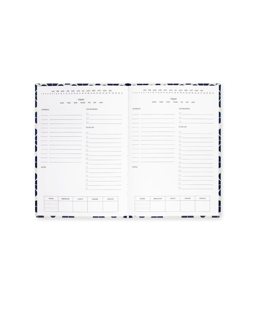 Daily To-Do Planner - Navy Spade Flower