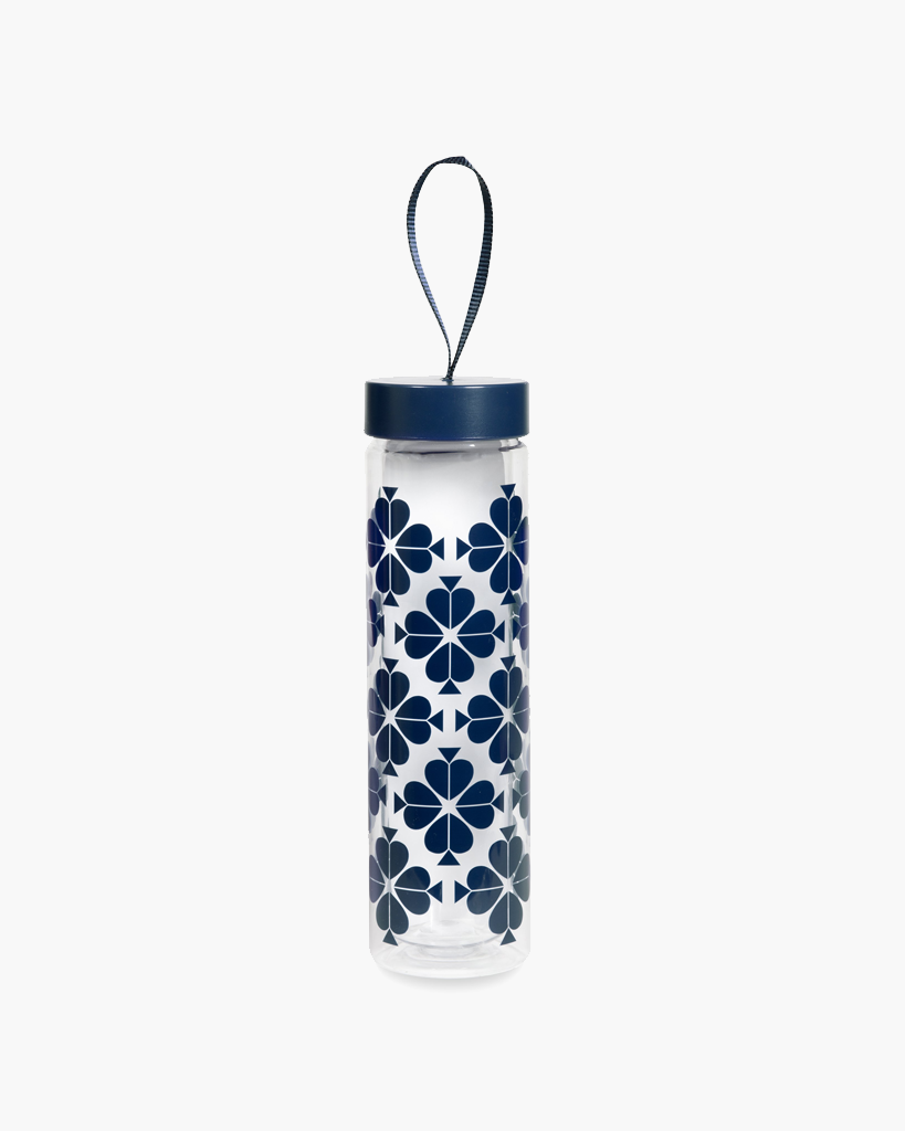 Water Bottle - Navy Spade Flower