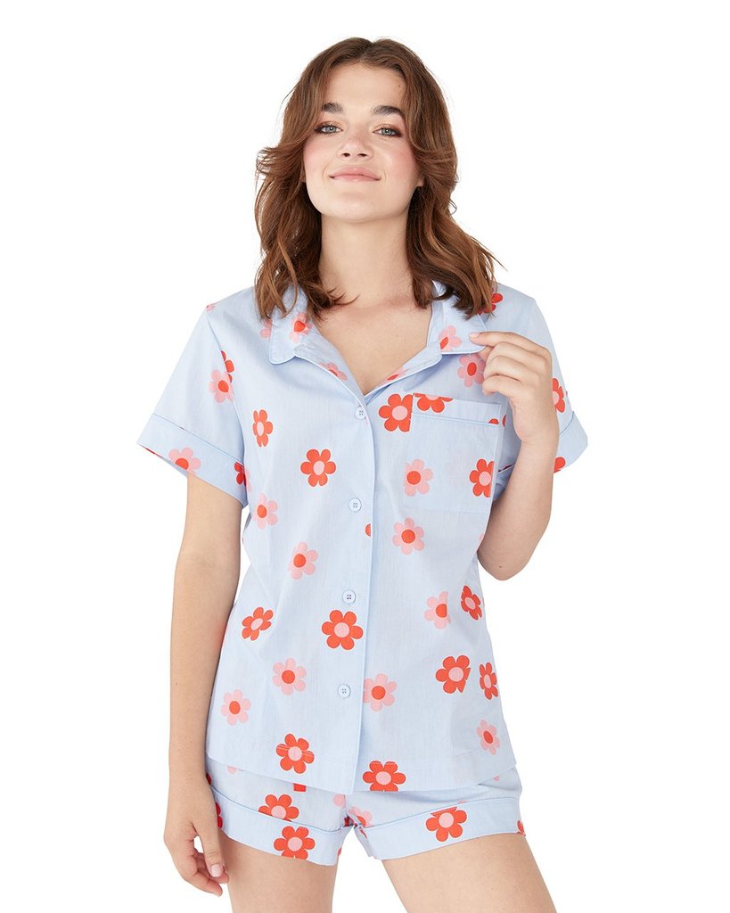 Leisure Club - Retro Daisy Short Sleeve Sleep Top