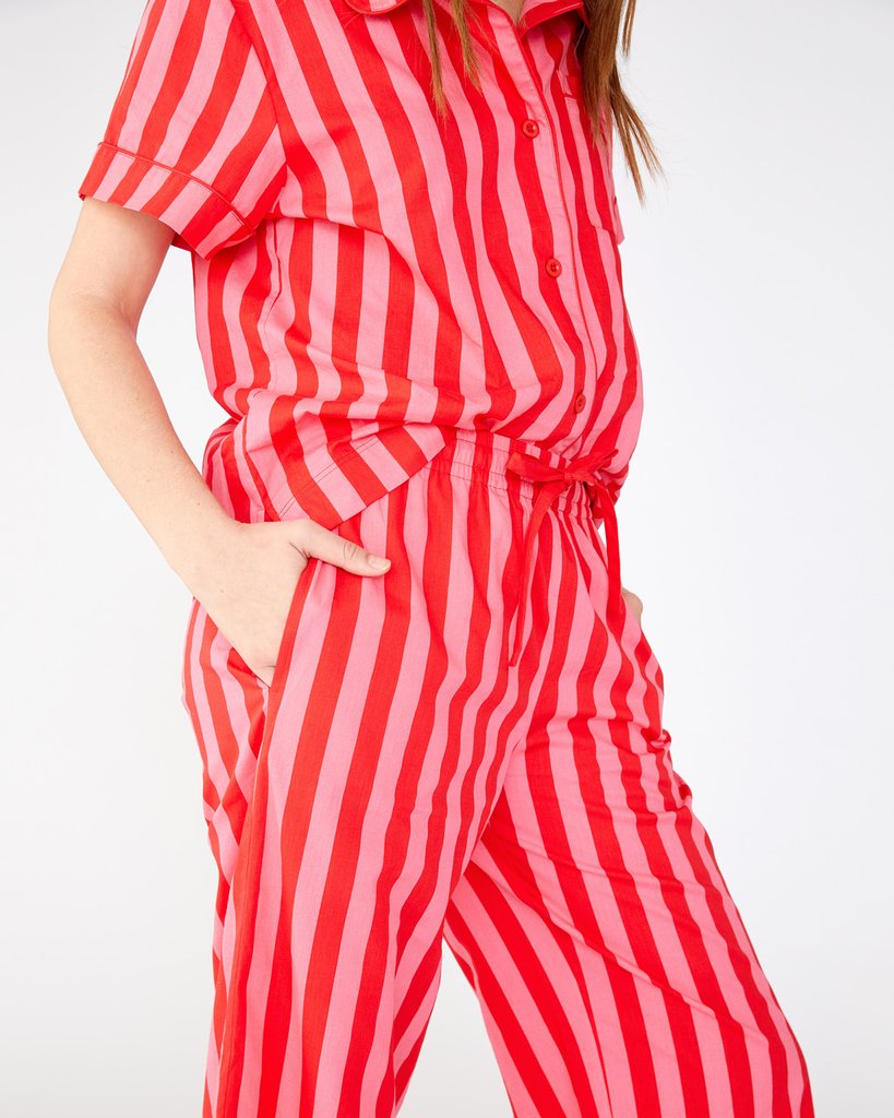 Leisure Pant - Hot Pink/Red Stripe