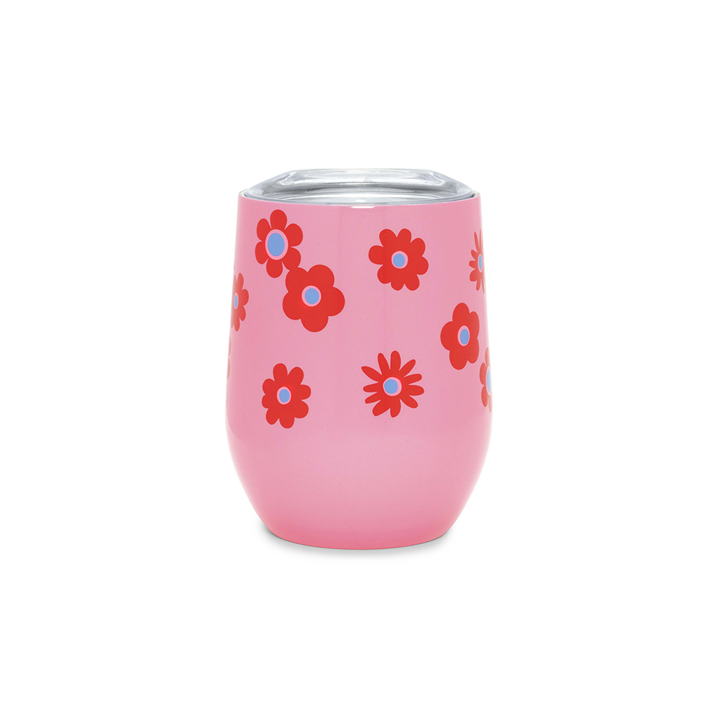 Stainless Steel Wine Glass With Lid - Daisy
