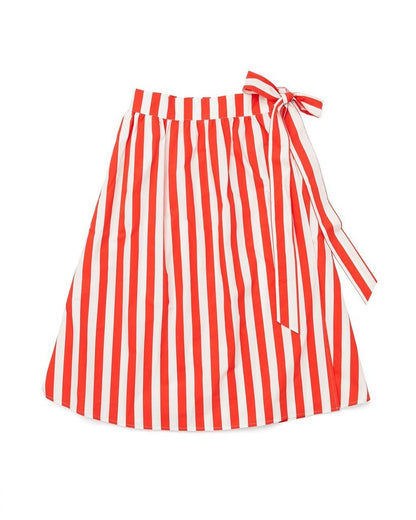 Easy Wrap Skirt - Red & Ivory Stripe